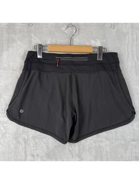 Lululemon Black Running Shorts Zip Pocket Athletic Women Size 6 Athleisure Gym